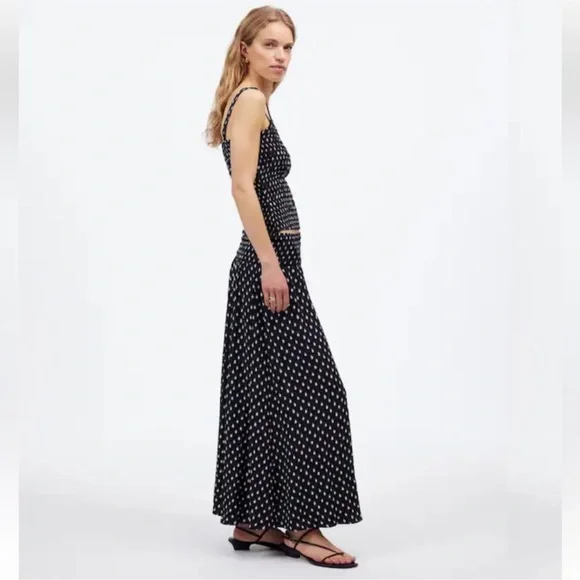 Madewell Midi Skirt Size 14 Shibori Dot Print Smocked Waist - Picture 3 of 10